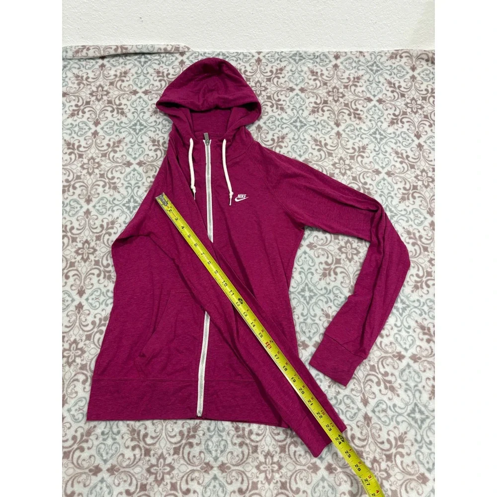 Nike Gym Vintage Full Zip Hoodie Magenta Pink Heathered Lightweight Womens Mediu